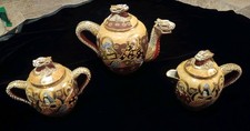 24-piece Vintage Handpainted Motiage Chinese Teapot C/S 6 Cups/Saucers/Dessert. picture