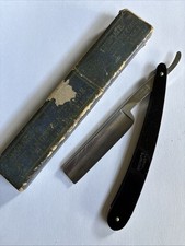 Vintage Shumate Tungsten Straight Razor, Black Handle Original Box - St Louis MO picture