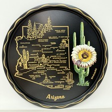 Vintage Arizona State Tray MCM Kitschy Barware Graphic Souvenir Decor Platter picture