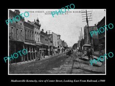 OLD LARGE HISTORIC PHOTO OF MADISONVILLE KENTUCKY VIEW OF CENTRE STREET c1900 picture