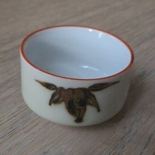 Japanese Vintage White Brown Small Porcelain Sake Cup picture