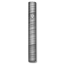 Black Aluminum Silver-Tone Grey Stripes Classic Mezuzah Case, 5