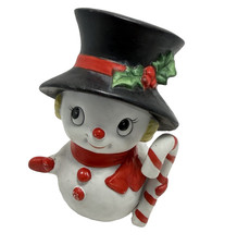 Vintage HomeCo Snowman w/ Hat Ceramic Figurine Christmas Holiday Decor 3.5” picture