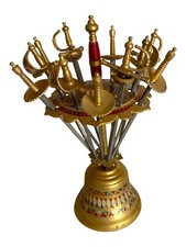 1960’s Set of 11 Mini Cocktail Barware Sword Skewers w/Dinner Bell Toledo Spain picture