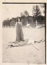 Vintage Photo 1930s Woman in Beach Pajamas Fashion History Jumpsuit Clothing picture
