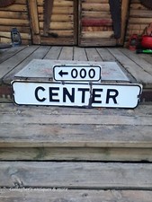 Vintage Single Sided Metal Porcelain Enamel Street Sign Center 000 Denton Nc picture