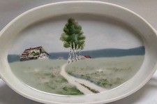 Antique Metzler & Ortloff Art Nouveau Handled Penny Plate Low Bowl Hand Painted picture