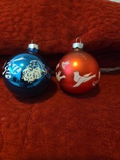 2 Vintage Mercury Glass Christmas Ornaments Stencil - 1 Is Shiny Brite picture