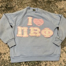 vintage, custom-stitched Pi Beta Phi sorority crewneck Medium Jerzees USA ^flaw picture