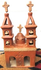 Massive Vintage Mexican Folk Art Terra Cotta Pottery Church Mission Sculpture picture