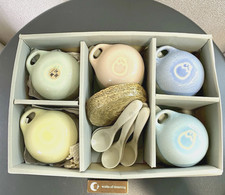 Vintage Japan Banko ware Colorful Mugs set of 5 mini Bowls grater lids Rare picture