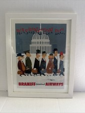 vintage cartoon Braniff int Airways artwork picture framed 12x15 picture
