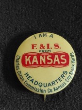Antique Rare 1894 Pinback Button/Paper Insert/Date & Maker/Kansas Stockyards picture