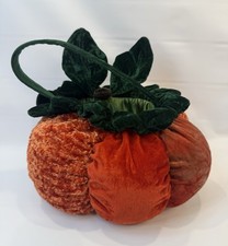 Vintage Dan Dee Collectors Plush Pumpkin Treat Basket With Handle, Posable 8” picture