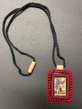 Religious/Scapular Escapulario San Miguel Arcangel -Negro y Rojo Vaqueta Cowhide picture