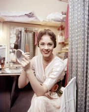 English actress Julie Andrews holding a hand mirror a comb a dress- Old Photo picture
