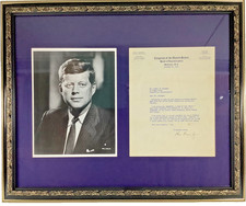 JOHN F KENNEDY PRESIDENT SIGNED LETTER PROFESSIONALLY FRAMED MATTED 22.5 x 19 picture