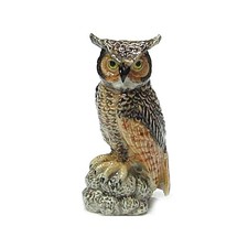Northern Rose Great Horned Owl - Home decor Bird - Miniature Porcelain Figurine picture