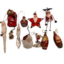 Lot of 11 Vintage Santa Ornaments Christmas Tree Holiday Decor 80s-00s picture
