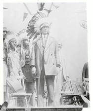 Boy Scout Old Photo - transatlantic flyer as he appeared with his Indian headdre picture