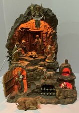 FONTANINI HEIRLOOM LARGE LIGHT UP GROTTO CRÈCHE NATIVITY & FIGURES COMPLETE RARE picture