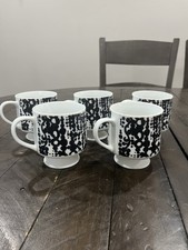 Holt Howard Pedestal Vtg Coffee 5 Mugs Black White Mod Retro 7848 Abstract 1966 picture
