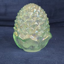 Brooke Crescent Green Iridescent Carnival Fairy Lamp Pineapple Glass 3” TOP ONLY picture
