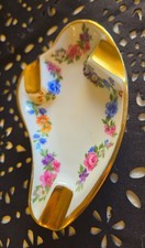 Vintage Porcelain Ashtray RW Rudolf Wachter Bavaria Germany Flowers Gold Trim  picture