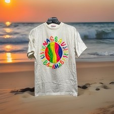 Tropic Traders Nassau Bahamas Souvenir T-Shirt Large Neon Puffy Paint Vtg 90’s picture