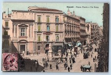 Naples Campania Italy Postcard Poerio Square and Rome Street c1910 Posted picture