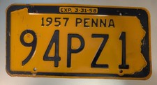 Vintage 1957 Penna PA Pennsylvania License Plate Ford Chevrolet Chevy Dodge picture