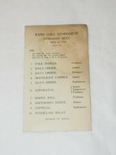 ORIGINAL 1914 RAND HALL GYMNASIUM GYMNASTIC MEET PROGRAM SCHEDULE picture