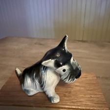 Vintage Ceramic Scottie Dog Figurine 1940s Sitting Scottish Terrier MCM picture