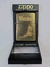 ZIPPO 1932-1992 WINSTON RJR SOLID BRASS LIGHTER UNFIRED IN BOX Gold Tone picture