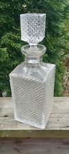Heavy Cut Glass Vintage Crystal Square Decanter 7.5