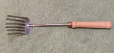 Vintage Foley Mpls 6 Tine Stainless Pastry Fork Wood Handle Blend Whip Mix Steel picture