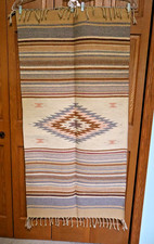 VTG Wool Native American Hand-Woven Wall Hanging Rug 29x57.5