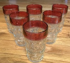 King's Crown Cranberry Flashed Tiffin-Franciscan Set of 6 Highball Glasses 5.25
