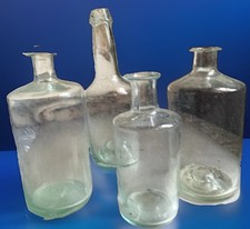 Aqua Glass Utility Bottles, perfect flared lips all mint condition one tapered picture