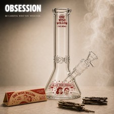 Obsession One Wish Willow Glass Bong Water Pipe Smoking Bong Beaker + 14mm Bowl picture