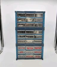 3 Pc Vintage Blue Metal 9 Drawer Storage Transitors Resistors Misc. Organizer  picture