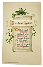 Antique 1913 John Winsch Christmas Postcard Mistletoe Embossed Gold Germany picture