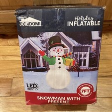 Joiedomi 7 Foot Holiday Snowman w/ Present Inflatable LED Lights Christmas Yard picture