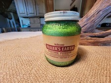 Vintage McKesson’s Fuller's Earth Dusting Powder 4oz Green Glass Jar Unopened  picture
