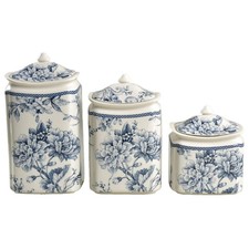 222 Fifth Adelaide Blue and White Canister Set 10081341 picture