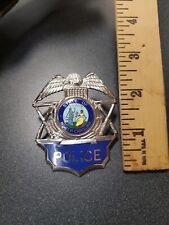 OBSOLETE VTG STATE Of NC POLICE HAT BADGE PIN SILVER TONE picture