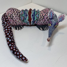 VTG Alejandrino Fuentes Alebrije Wood Carving Armadillo Mexican Folk Art Signed picture