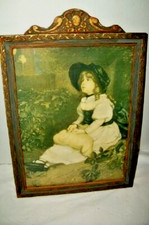 1920s Young Girl Print Perfect Bliss Sir John Milais Blue Gilt Frame Topper Deco picture