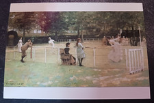 vtg postcard John LAVERY TENNIS PARTY painting art unposted picture