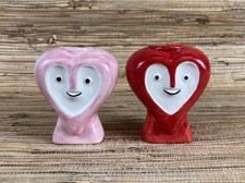 Eric October Tiki Bob Hearts Mini Tiki Mugs Set of 2 Handmade Red & Pink 3.5